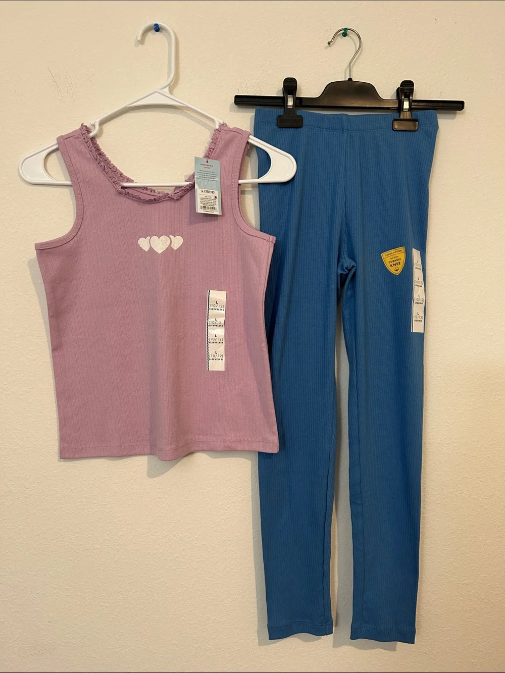 Cat & Jack Lavender Tank Top and Blue Ribbed Leggings Pajama Set